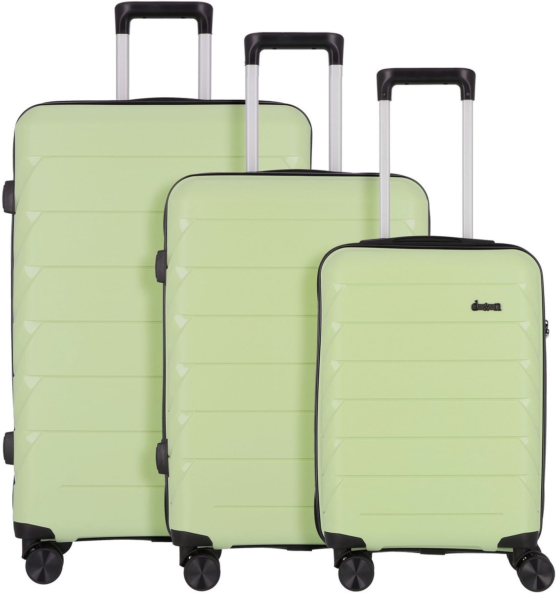 d & n Travel Line 4100 4 wielen Kofferset 3-delig - Harde bagage - TSA slot - lime green