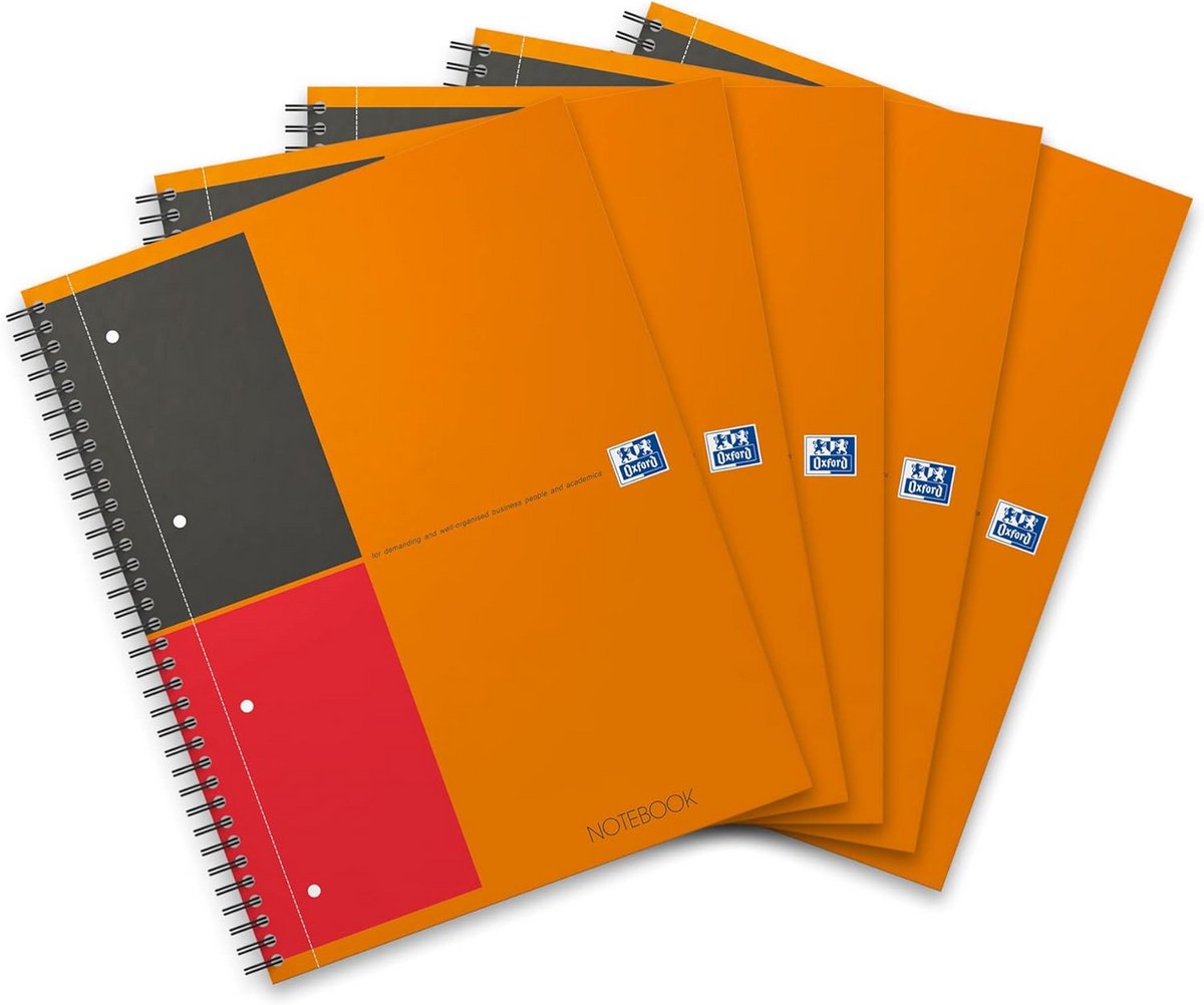 Internationaal Notitieboek A4plus - 160 Pagina's in Oranje en Grijs (Pack van 5)