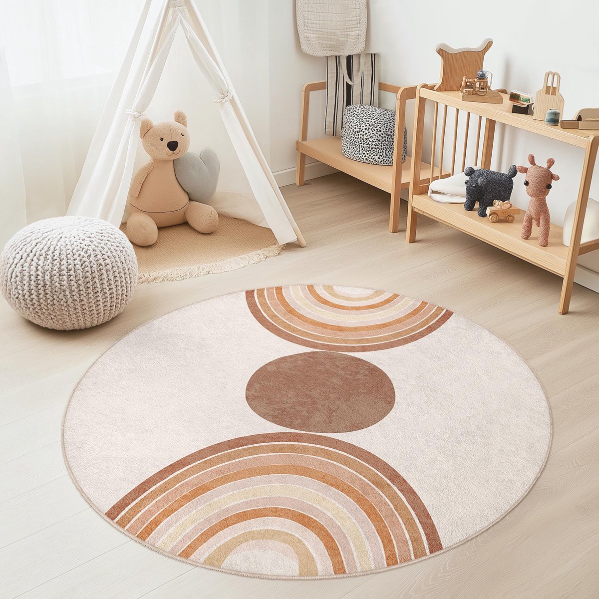 Mila Home - Kindertapijt Rond - Vloerkleed Kinderkamer Tapijt - Speeltapijt - Wasbaar - An