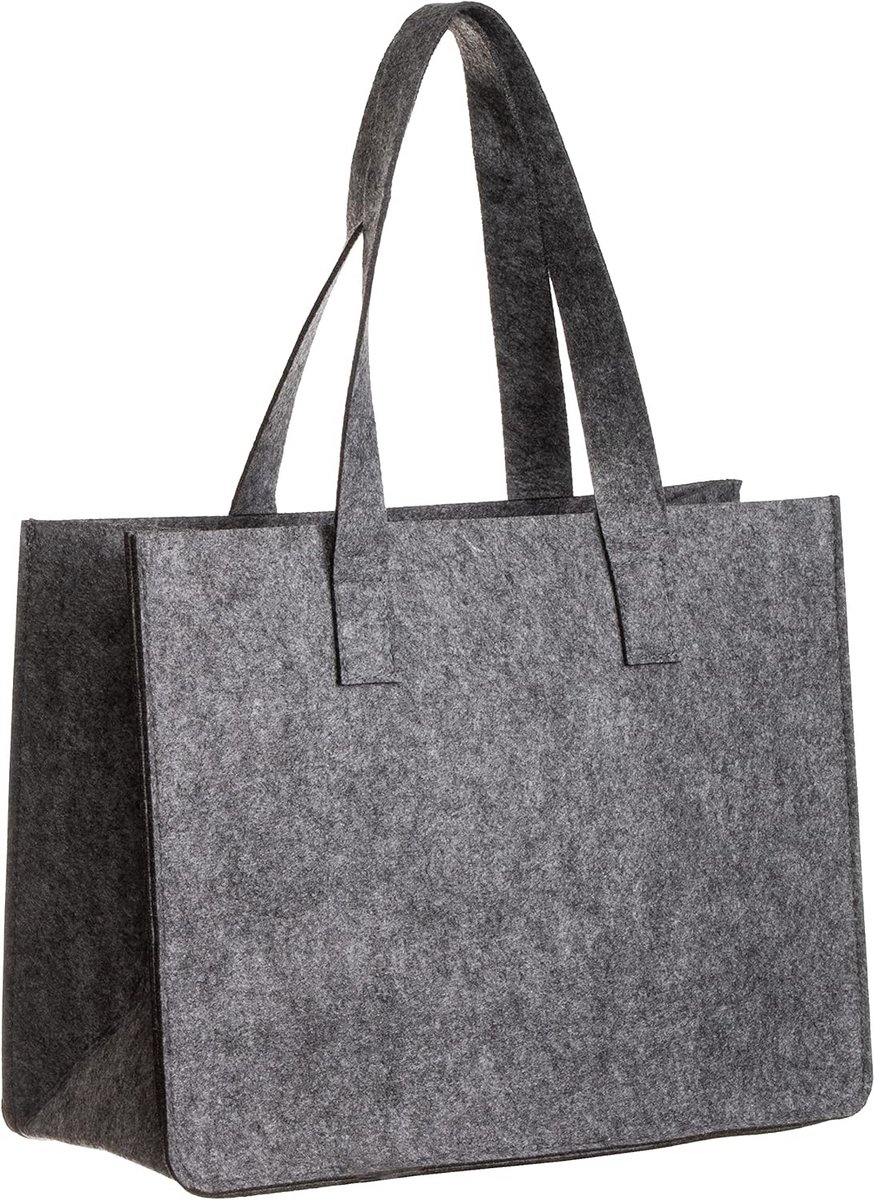 Vilten boodschappentas – praktische vrijetijdstas met handvat – 36 x 27 x 15 cm – grijs