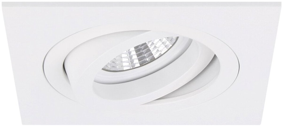 Torino - Inbouwspot Wit Vierkant - Kantelbaar - 1 Lichtpunt - 93x93mm - Bladveren