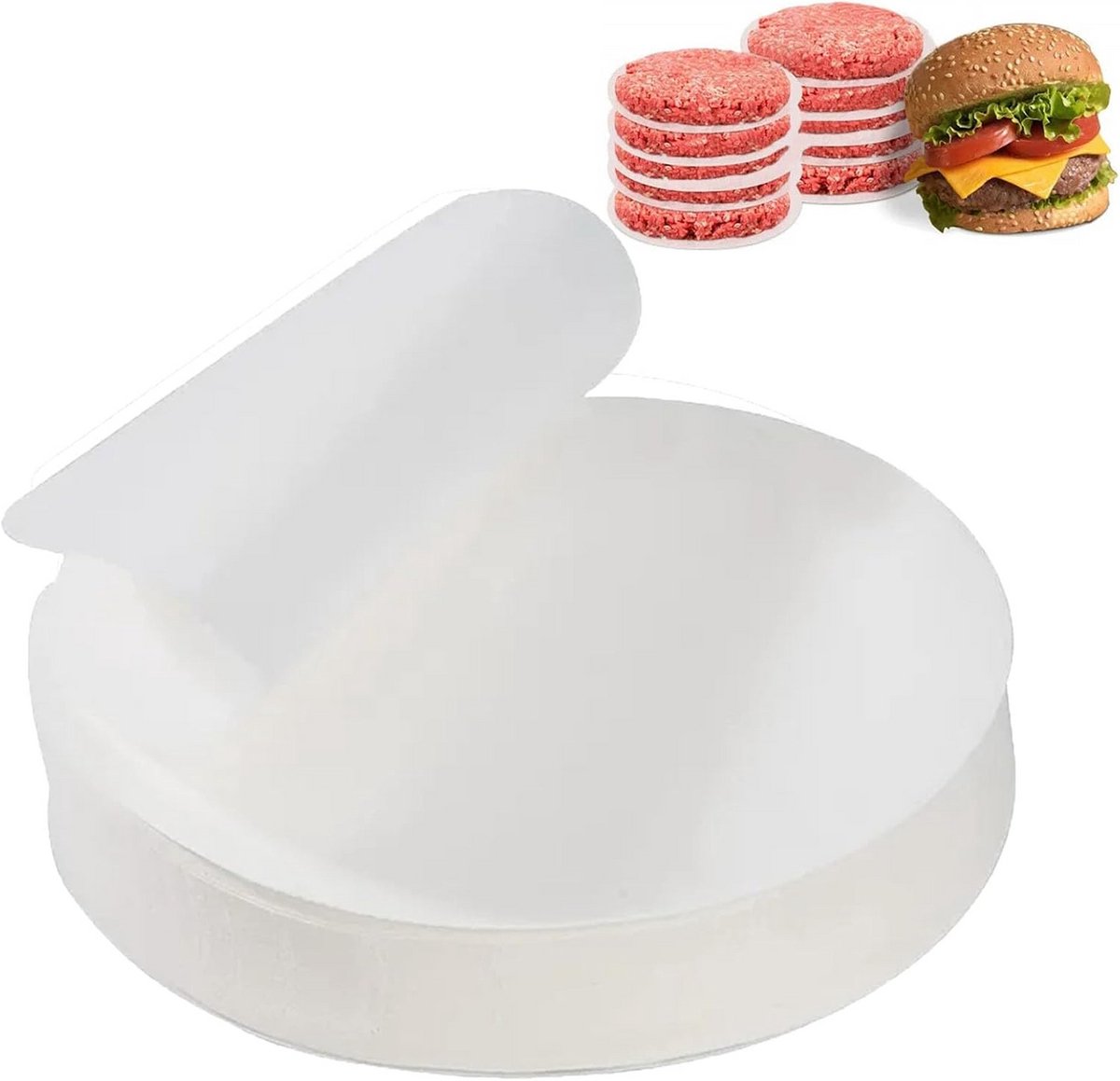 Rond Bakpapier voor Hamburgers - Antiaanbaklaag, 12 cm