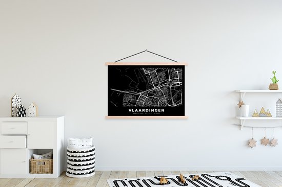 Porte-affiche avec affiche - Affiche scolaire - Carte - Vlaardingen - Zwart - 150x100 cm - lattes vierges
