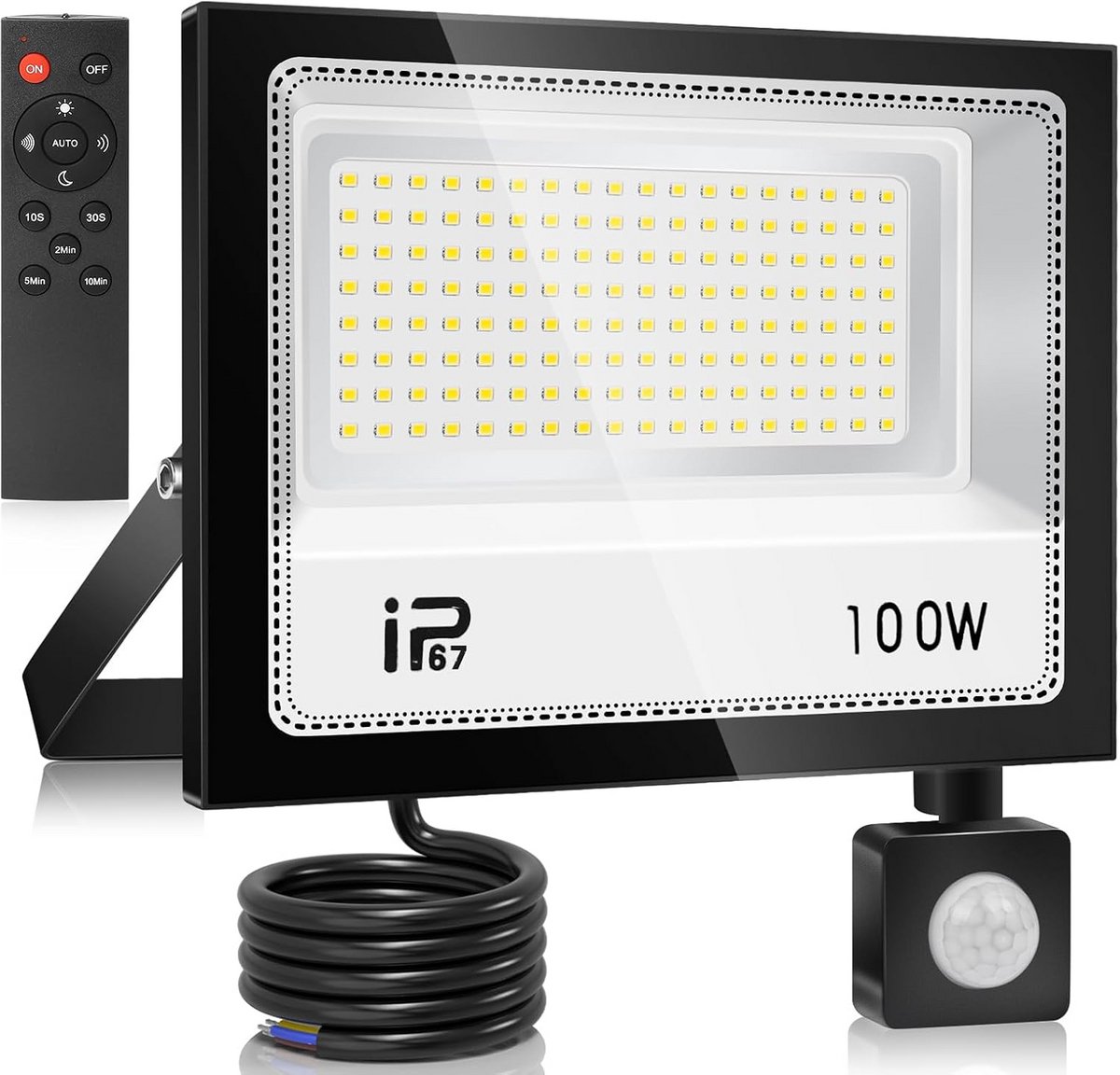 100W LED Schijnwerper met Bewegingsmelder - Superhelder 10.000 Lumen - IP67 Waterdicht voor Buiten
