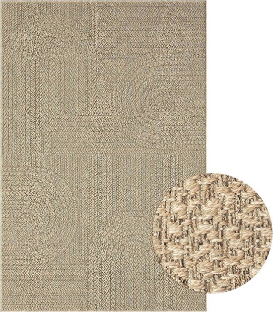 Robuust binnen- en buitentapijt in jute-look, weerbestendig en geschikt voor terras en tuin — afbeelding 2