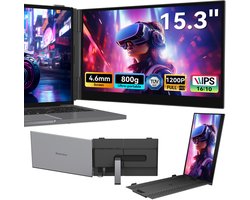 Blackview SCM8 Draagbare Monitor 15,3" 1920×1200 100% sRGB | Extra Laptopscherm 13-17,3" | Uitbreidingsscherm Plug & Play | Geschikt voor PC, Xbox, PS4/5, Switch | Grijs