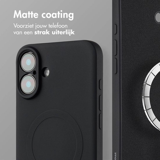 Zwarte backcover met matte coating en een ronde magneetring aan de binnenzijde.