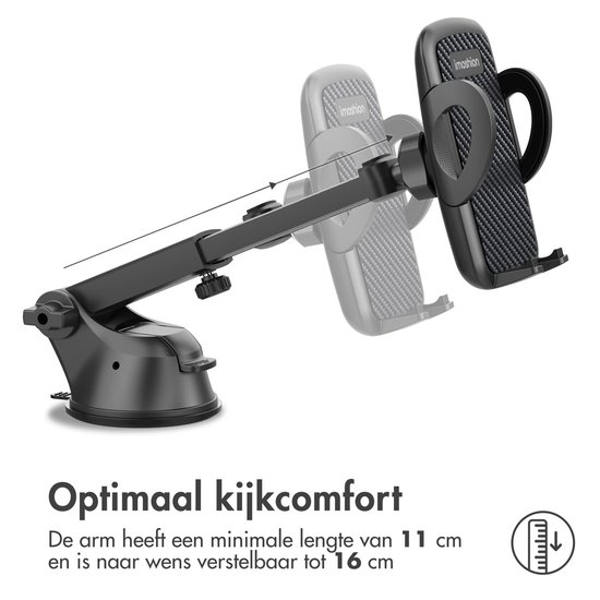 iMoshion Support Téléphone Voiture 2-en-1 avec Ventouse pour Tableau de Bord et Fenêtre - Support Téléphone Portable - Supports de téléphone - Universel et Réglable - Zwart