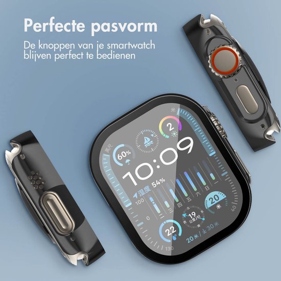 Screen protector - Geschikt voor Apple Watch Ultra / Ultra 2 / Ultra 3 - 49 mm - Full Cover Hard Case / Beschermend Hoesje - Zwart