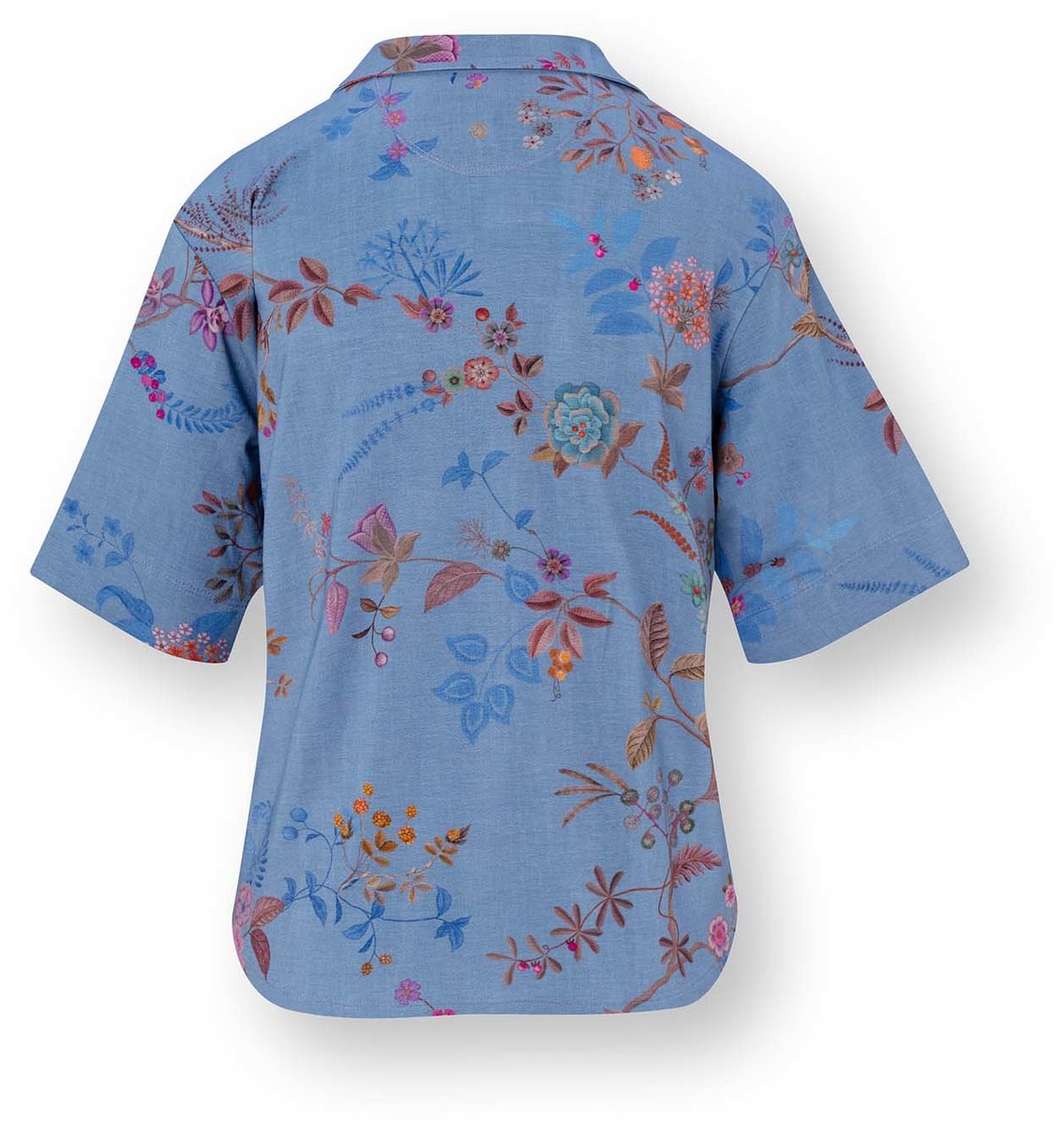 Pip Studio - Flora Pyjama t-shirt - Korte mouw Dames - Loungewear - Bodhi Flower - Blauw - XXL