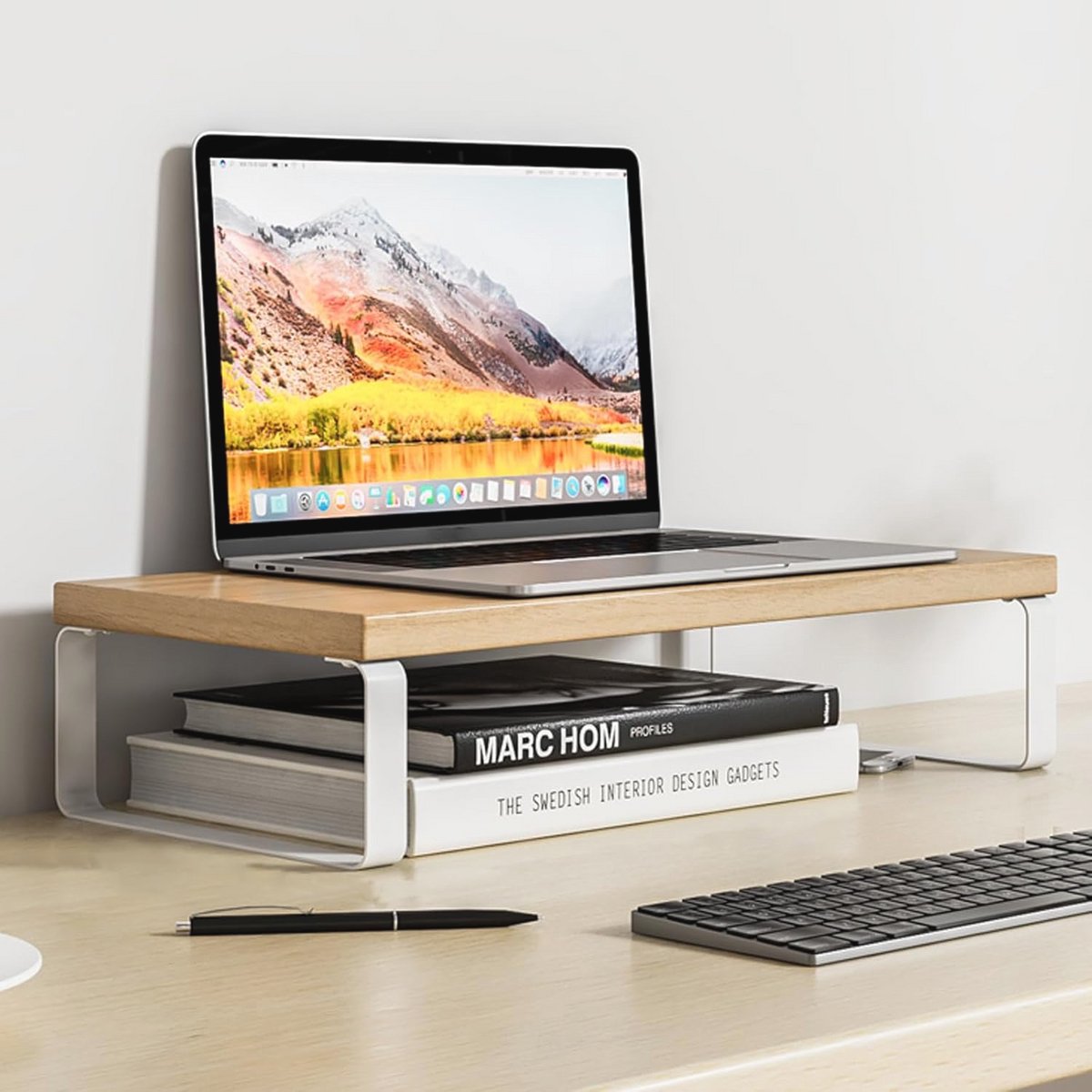 Houten Monitorstandaard voor Bureaus - Verhoog je Monitor voor Minder Nekspanning