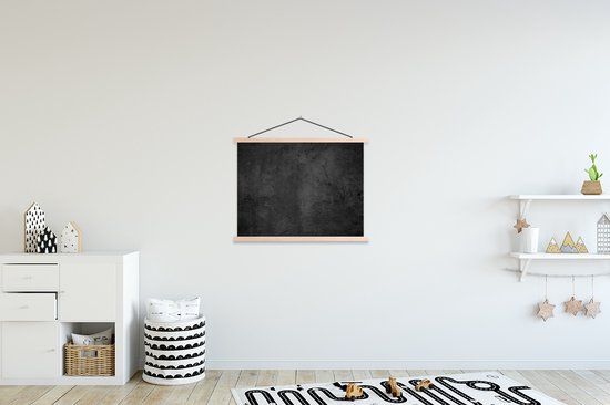 Posterhanger incl. Poster 60x45 cm - Schoolplaat - Beton - Robuust - Vintage - Rustiek - Grijs - Zwart - Textielposter - Blanke latten