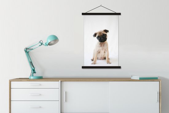 Puppy devant fond blanc affiche textielposter lattes noir 60x90 cm