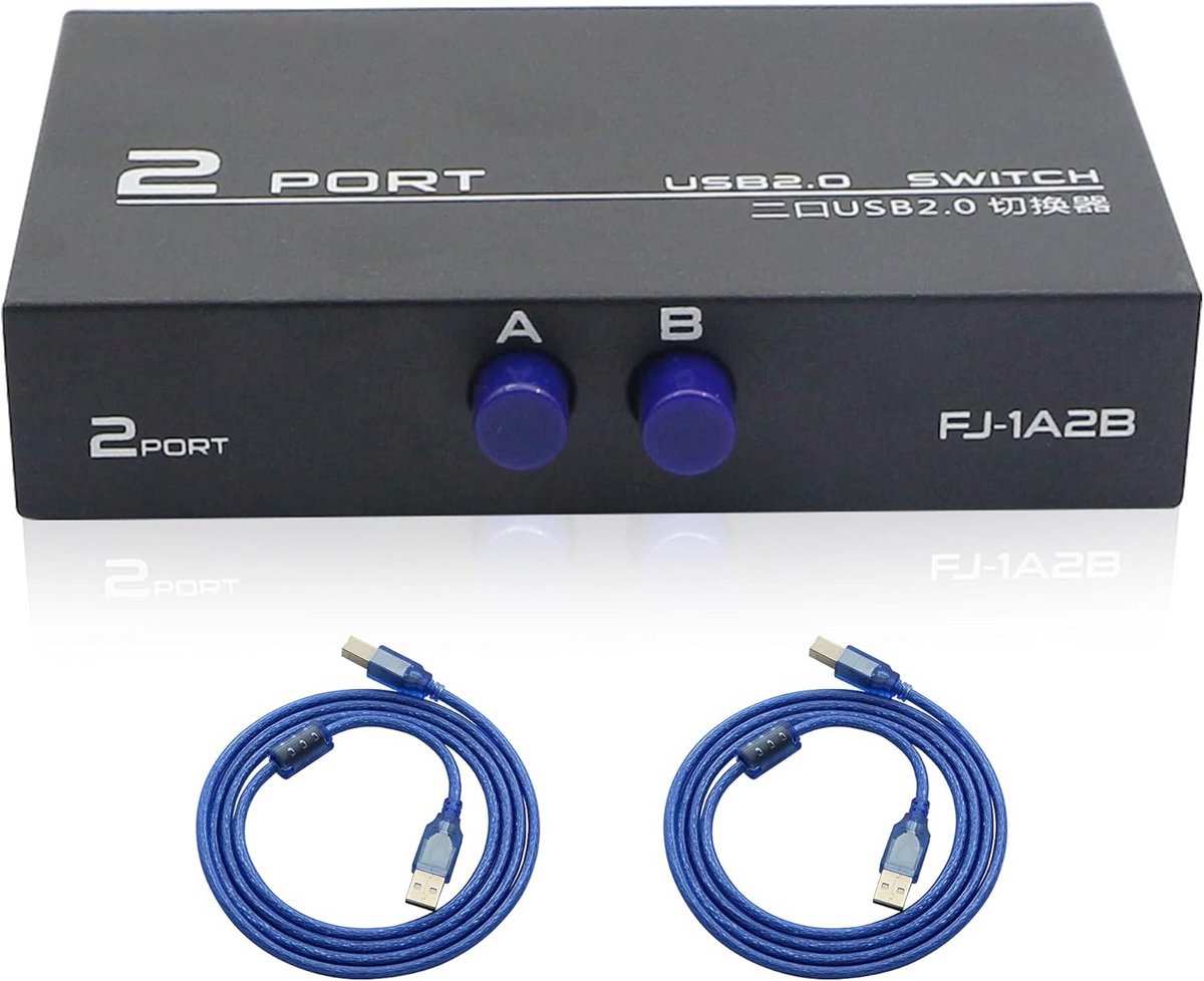 2-poorts USB Switch Hub voor Printer en Scanner – Handmatige Delen tussen 2 Computers