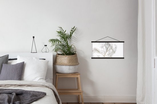 Porte-affiche avec affiche - Affiche scolaire - Hiver - Neige - Branches - 60x30 cm - Lattes noires