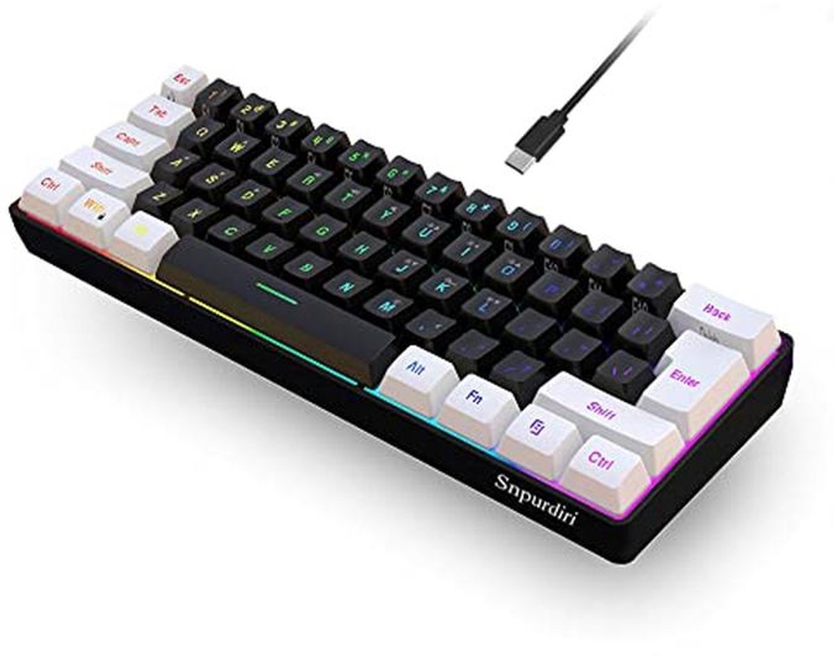 Compact 60% Gaming Toetsenbord met RGB Achtergrondverlichting - Waterdicht en Ultralicht Mini-Toetsenbord voor PC Gamers