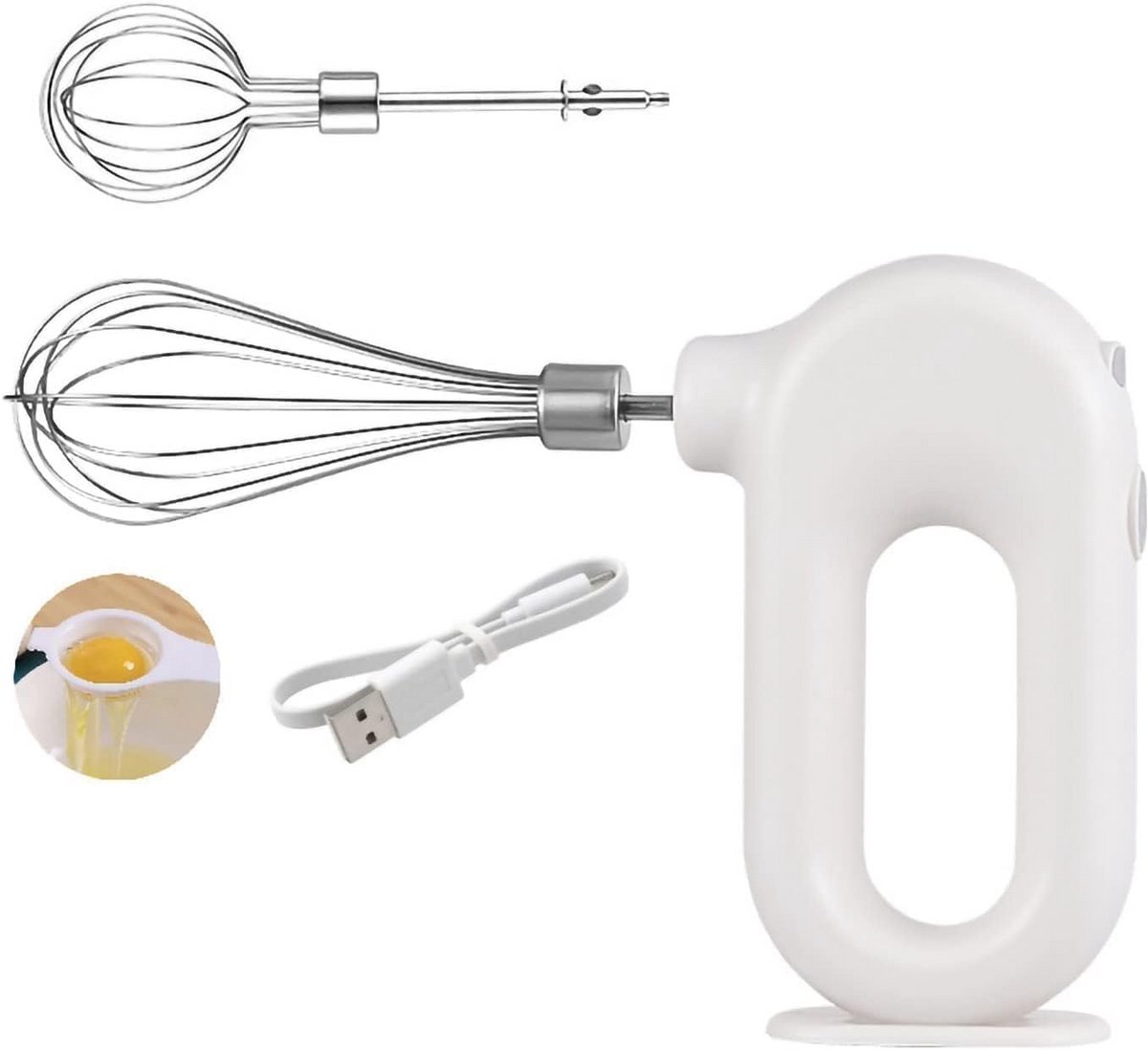 Draadloze Handmixer met 4 Snelheden - Mini Elektrische Mixer met USB Oplaadfunctie