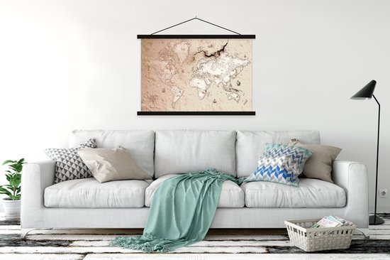 Décoration murale - Carte - Monde - Vintage - Affiche scolaire - 120x80 cm