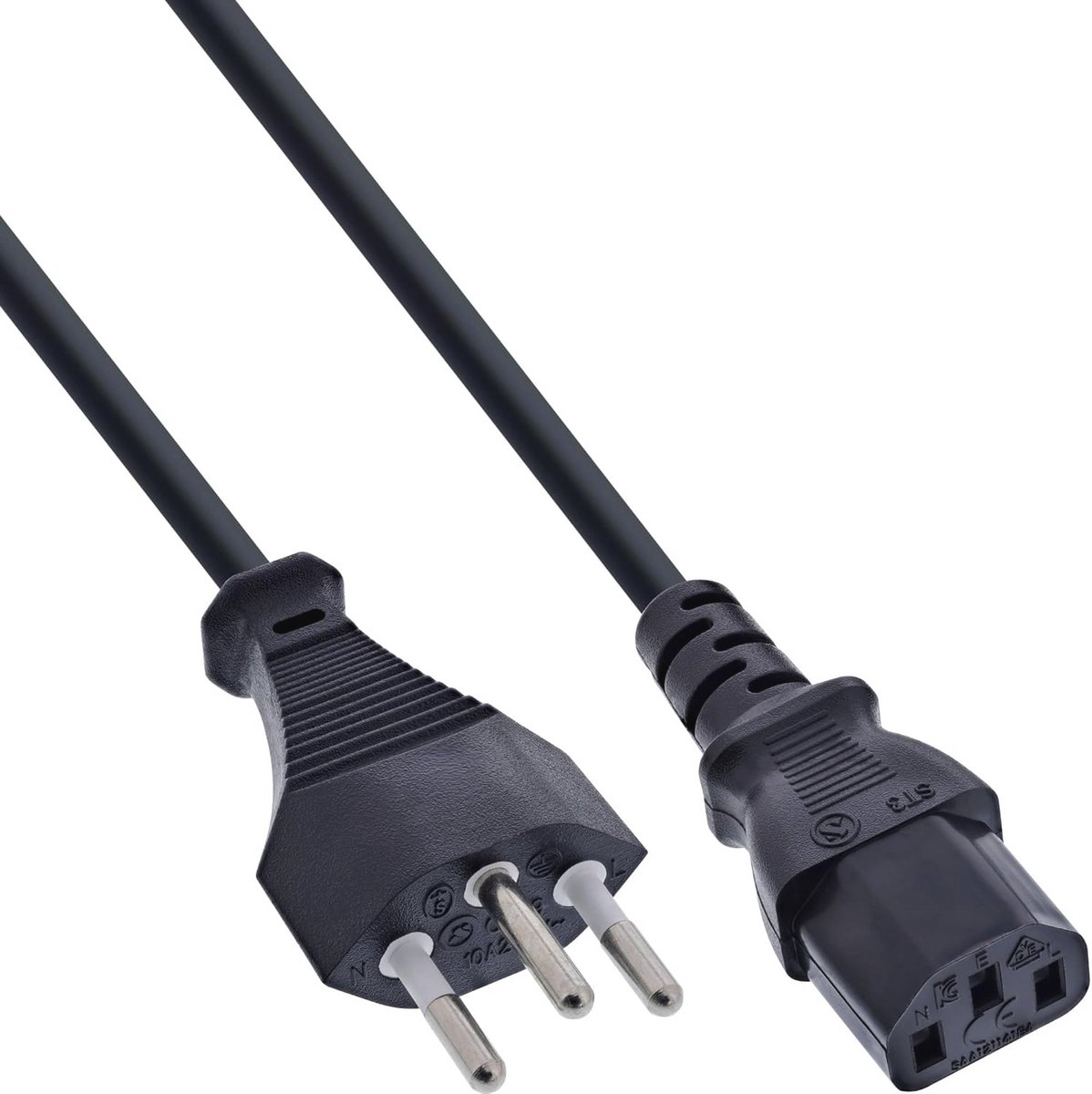 Netsnoer met netstekker Zwitserland op IEC-stekker C13 - 0,5m