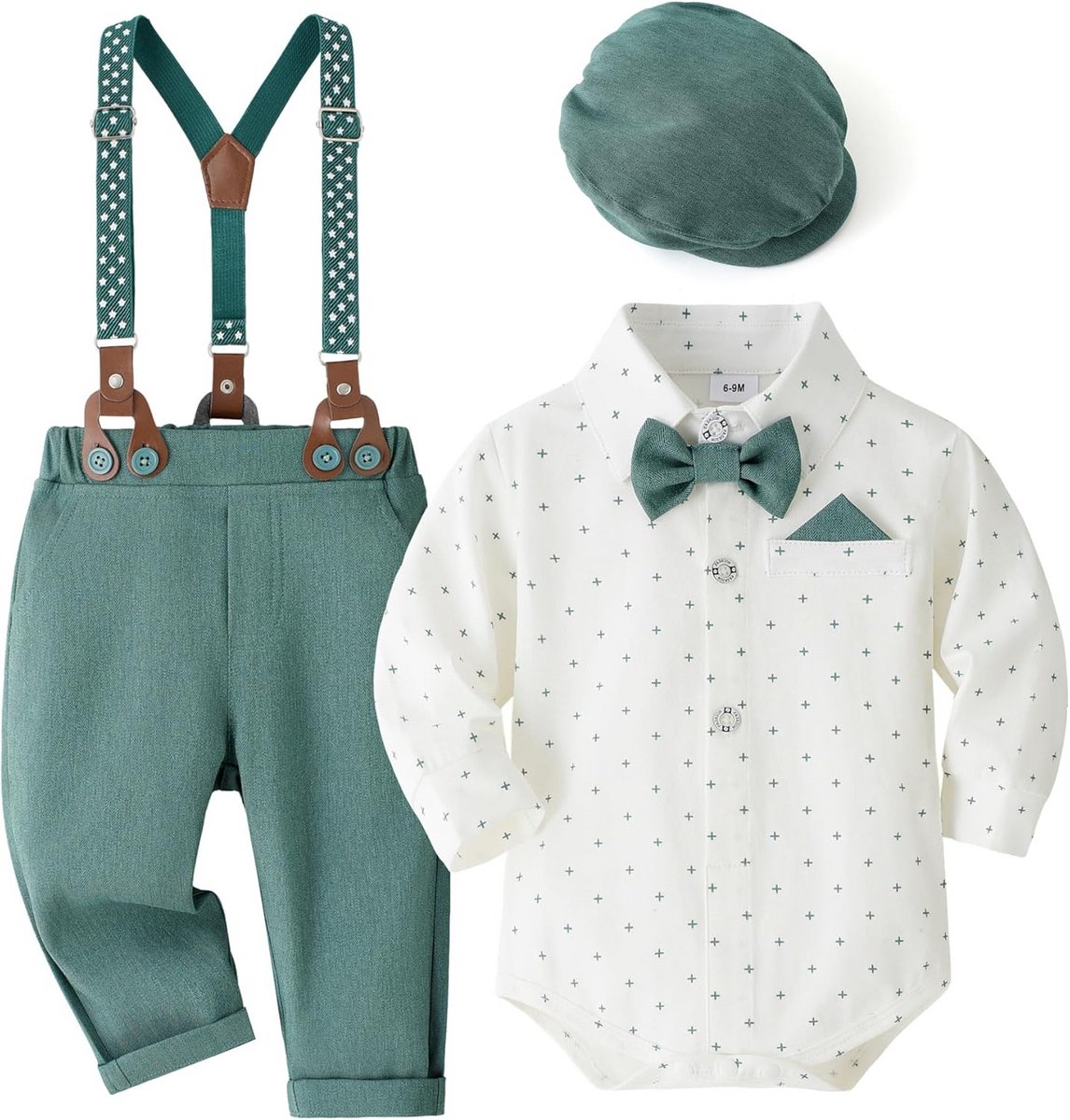 Luxe Babypakje voor Jongens met Bretels en Strik - Complete Kledingset Gentlemankostuum