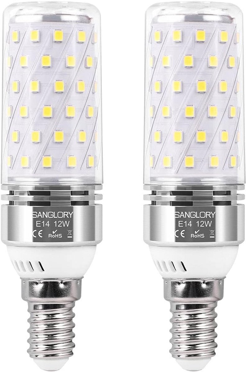 Set van 2 E14 LED Lampen Koudwit 6000K Maïskolf 1350 Lumen, Vervangt 100W Gloeilamp