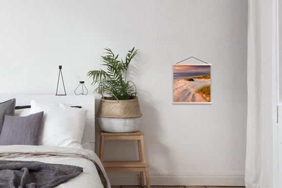 Porte-affiche avec affiche - Affiche scolaire - Plage - Soleil - Dune - 40x40 cm - lattes vierges