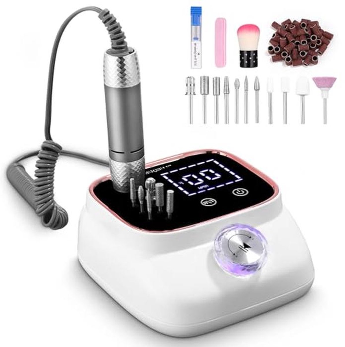 Professionele Nagelschuurmachine met Accessoireset - 45.000 omw/min - Elektrische Nagelvijl voor Thuisgebruik in Roségoud
