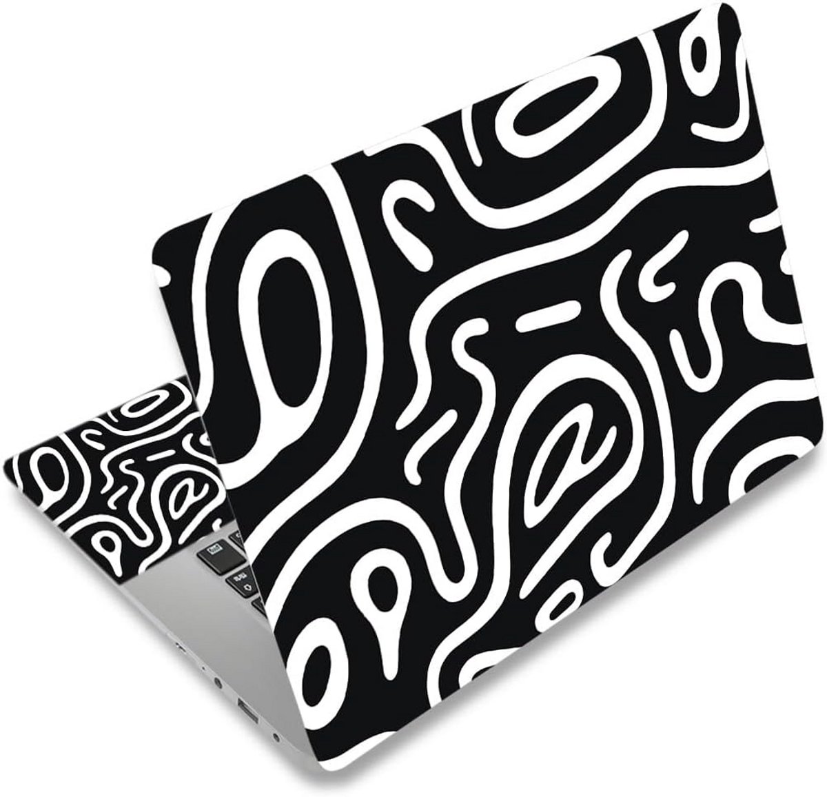 Universele Laptop Skin Sticker Cartoon Topografisch Ontwerp Waterdicht en Herbruikbaar