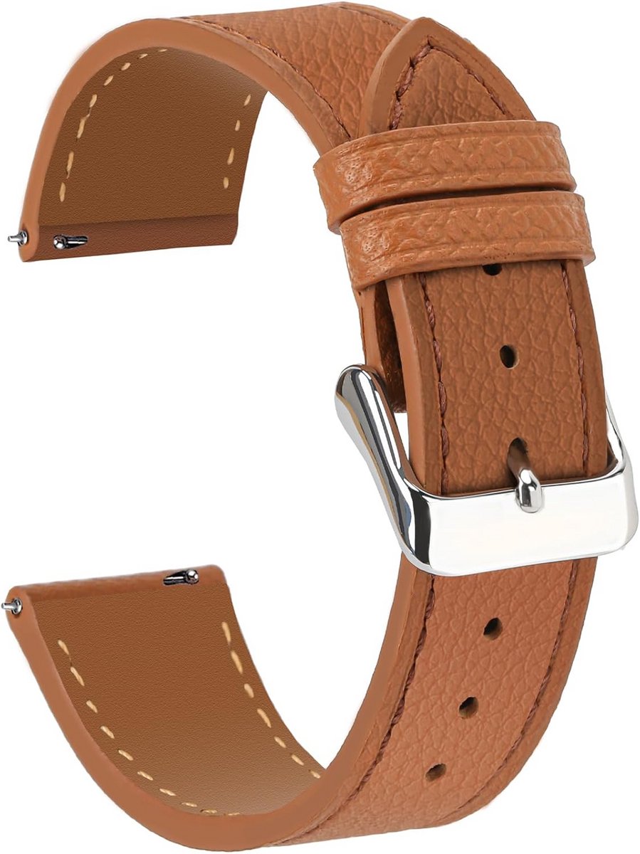 Verwijderbare Leren Horlogeband met Roestvrijstalen Gesp voor Dames en Heren