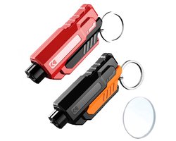 2025 nieuwe Veiligheidshamer auto- Veiligheidshamer-2 autoveiligheidsaccessoires-2-in-1 autoveiligheidshamer - Snelle ruitenbreker en gordelsnijder - Geschikt als noodhulpmiddel bij auto-uitstappen - Inclusief testglas - (Zwart, rood)