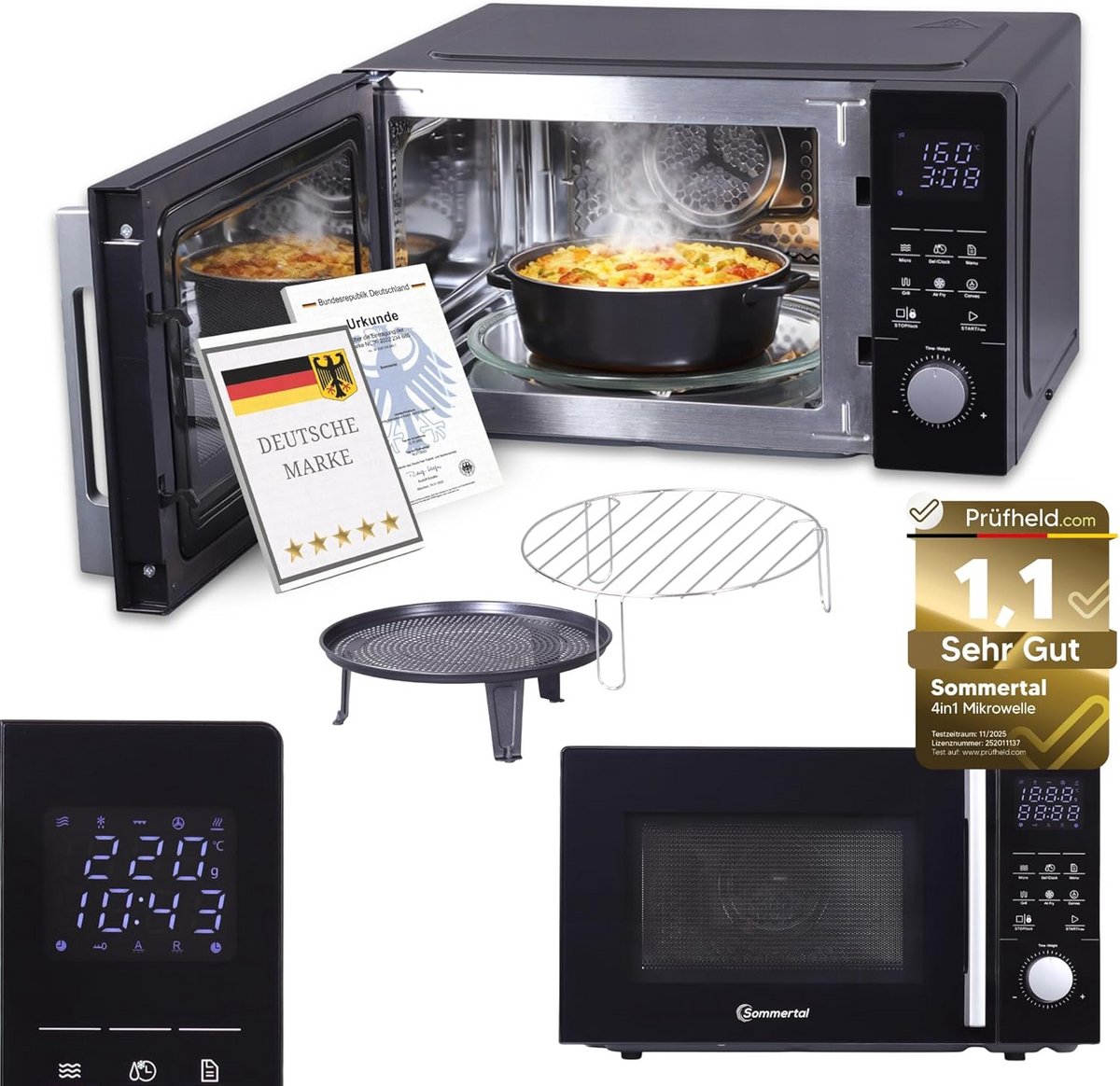4-in-1 Combi Magnetron met Hetelucht en Grill | 25 Liter