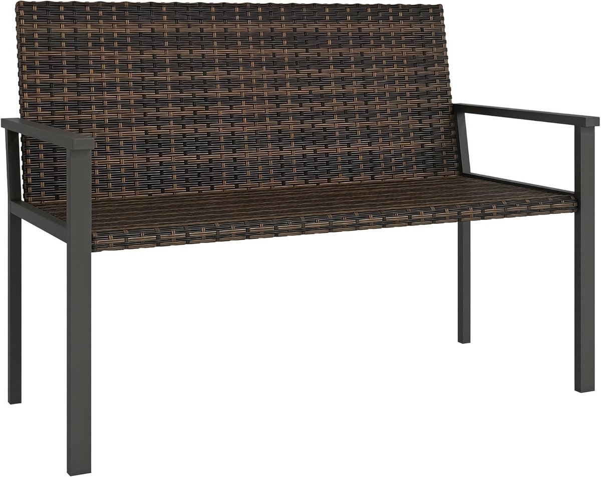 Tweezits Tuinbank Rotan met Kussen voor Terras en Tuin