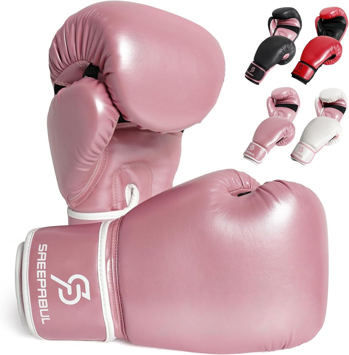 Essential Boxing Gloves for Training and Competition - Kickboxing, MMA, and More, 8 oz, Pink
