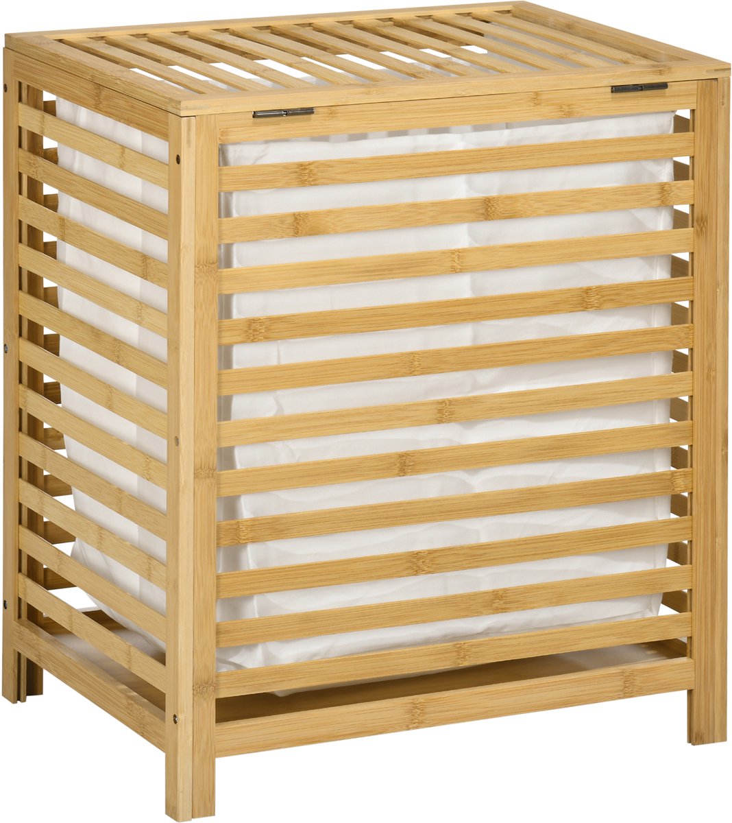 Waskorf - 50 x 36 x 60 cm - Wasmand met Deksel - 55L - Bambus - Natuur