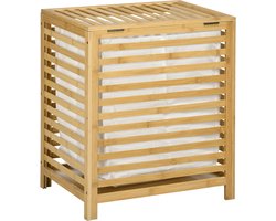 Clruro Waskorf - 50 x 36 x 60 cm - Wasmand met Deksel - 55L - Bambus - Natuur