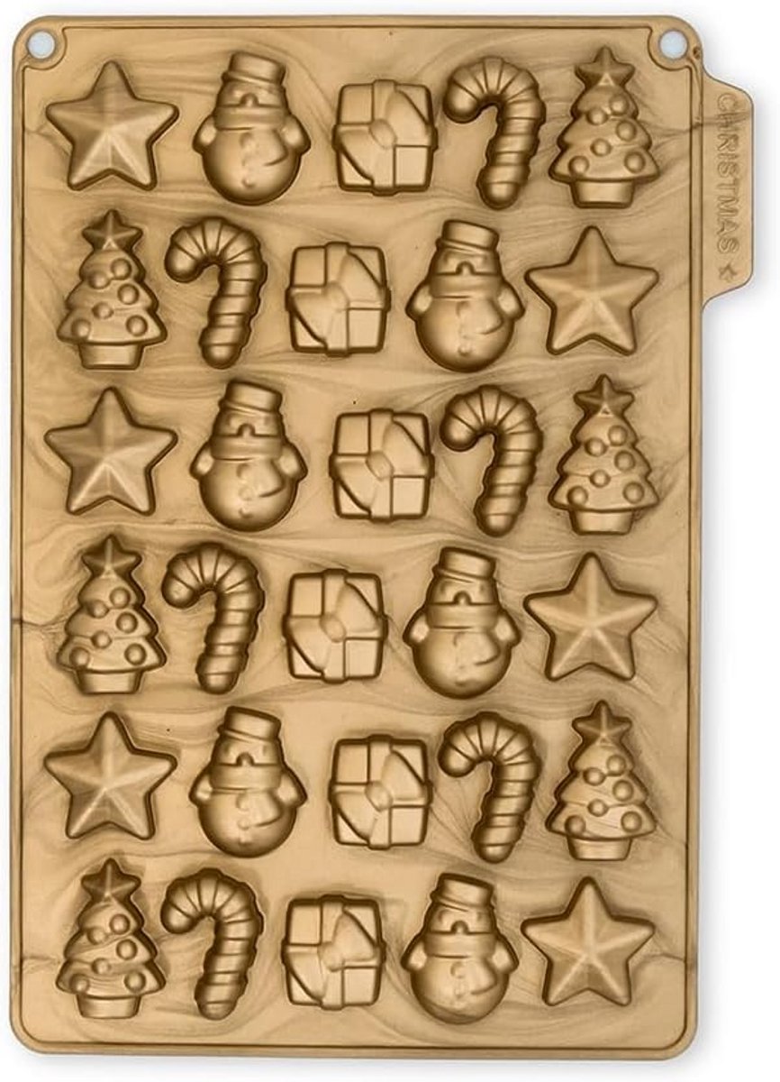 Siliconen Chocoladevorm Kerst - Vormpjes voor Kerstkrans, Sneeuwpop, Cadeau en Vormen
