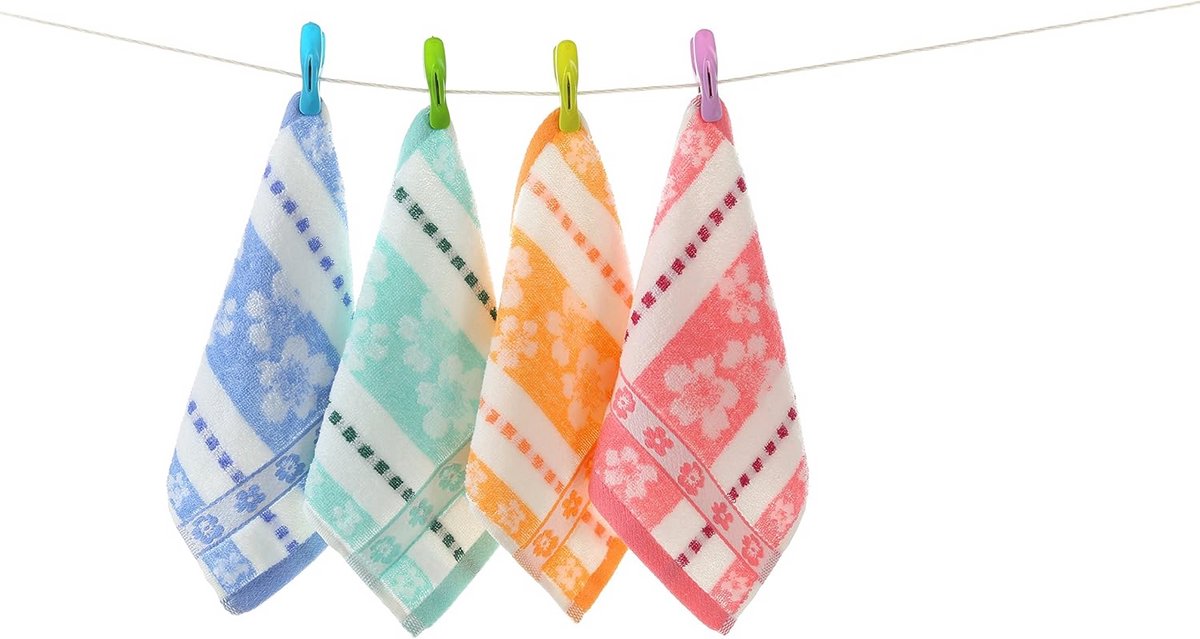 YSN13 - washandje 4 stuks gemengde kleuren 100% katoen - 25x25 cm - oranje