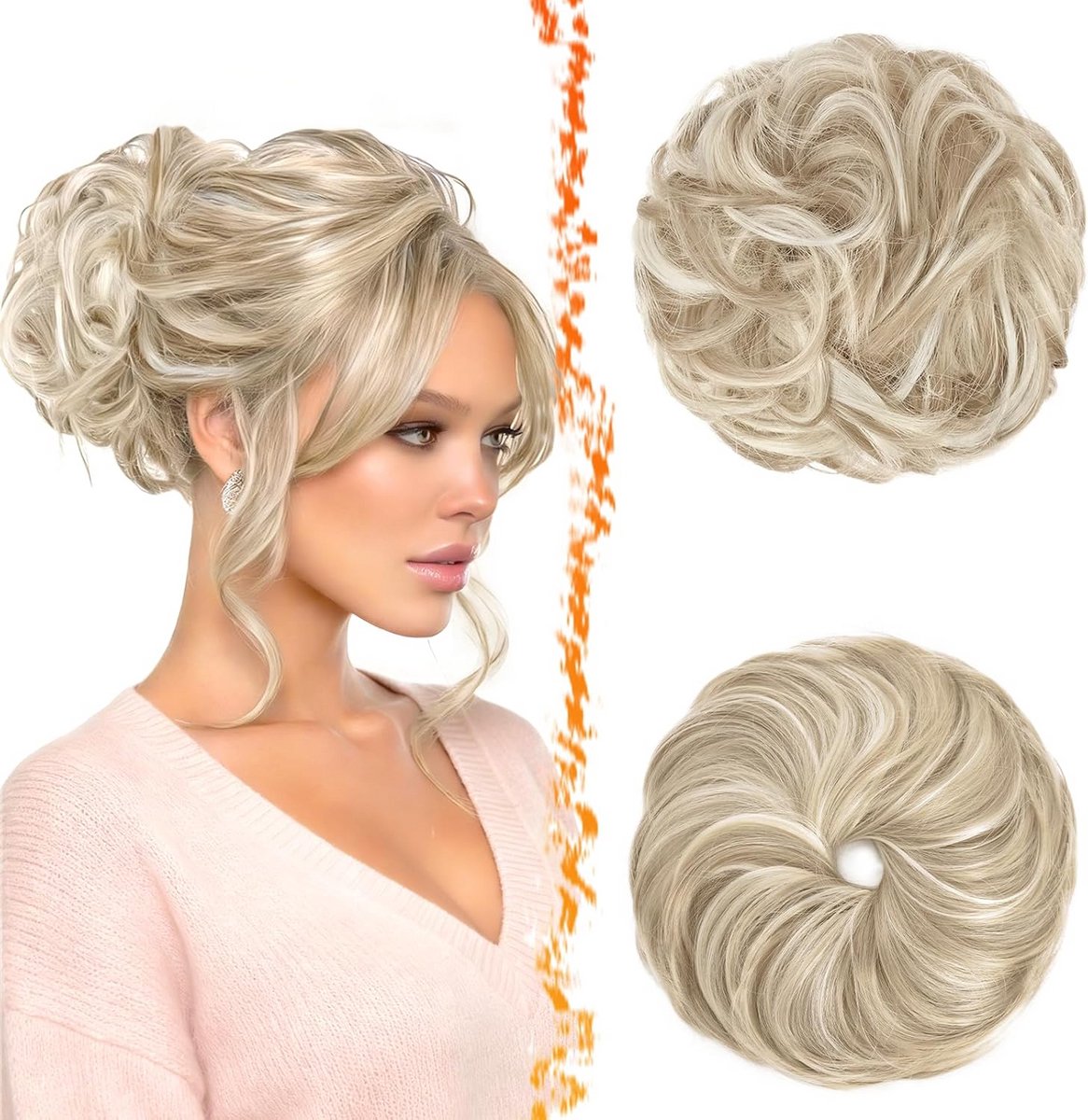 2x Rommelige Haar Duttje Extensions - Insteek Scrunchie voor Volume & Snelle Kapsels