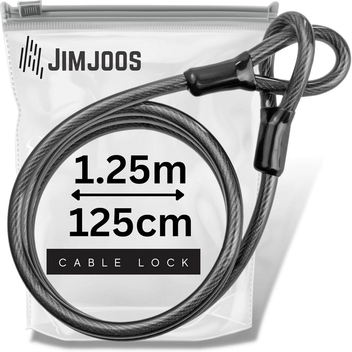 Sterke Fiets Kabel 1.25m - 10mm Dik Roestvrij Staal - Flexibel Vinyl Antidiefstal Sluitkabel