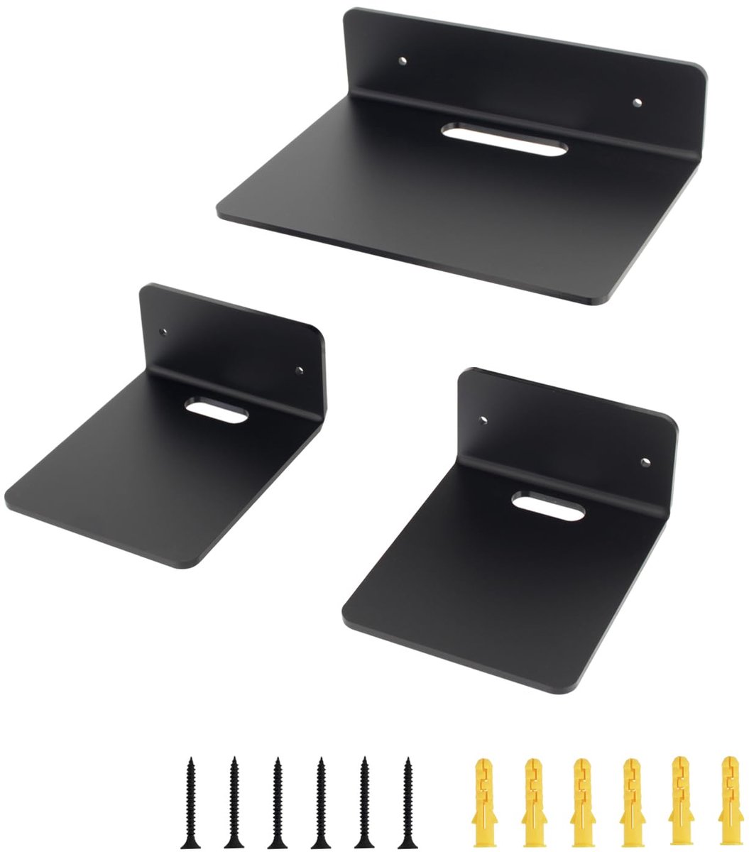Unyqoos Set van drie zwarte acryl wandplanken voor veelzijdige opslag en decoratie