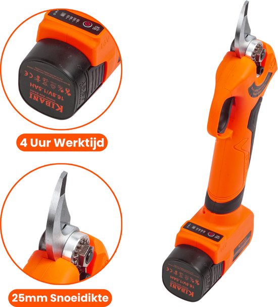Kibani Accu Takkenschaar 16.8V - Met Extra 1500mAh Accu en Set Messen - Elektrische Snoeischaar - Bloemenschaar - Electrisch - Klein - Op Accu - 25 mm van Kibani — afbeelding 3