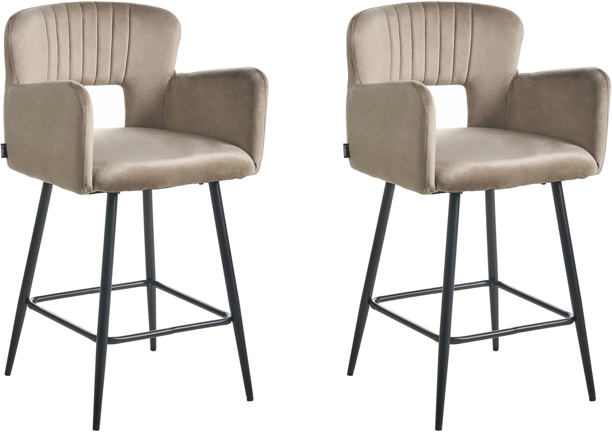 SANILAC - Barkruk set van 2 - Taupe - Fluweel