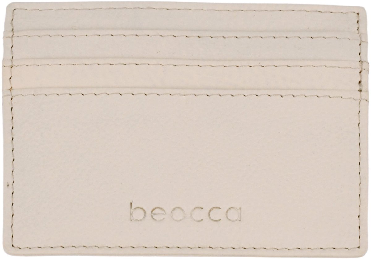 Beocca Seth Leren Pasjeshouder - Kaarthouder van Plantaardig Gelooid Leer - Handgemaakt - Compact Creditcardformaat - Duurzaam en Tijdloos - Beige