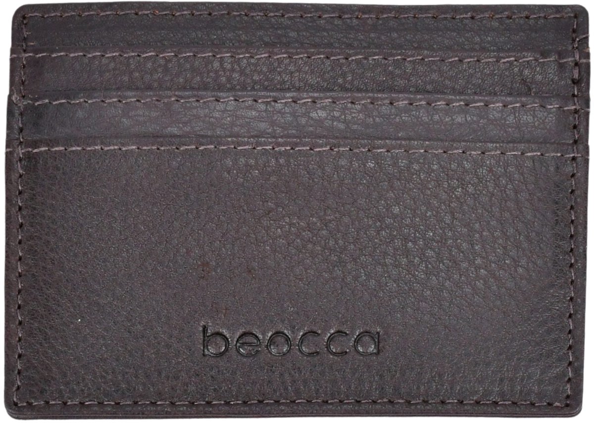 Beocca Seth Leren Pasjeshouder - Kaarthouder van Plantaardig Gelooid Leer - Handgemaakt - Compact Creditcardformaat - Duurzaam en Tijdloos - Donkerbruin