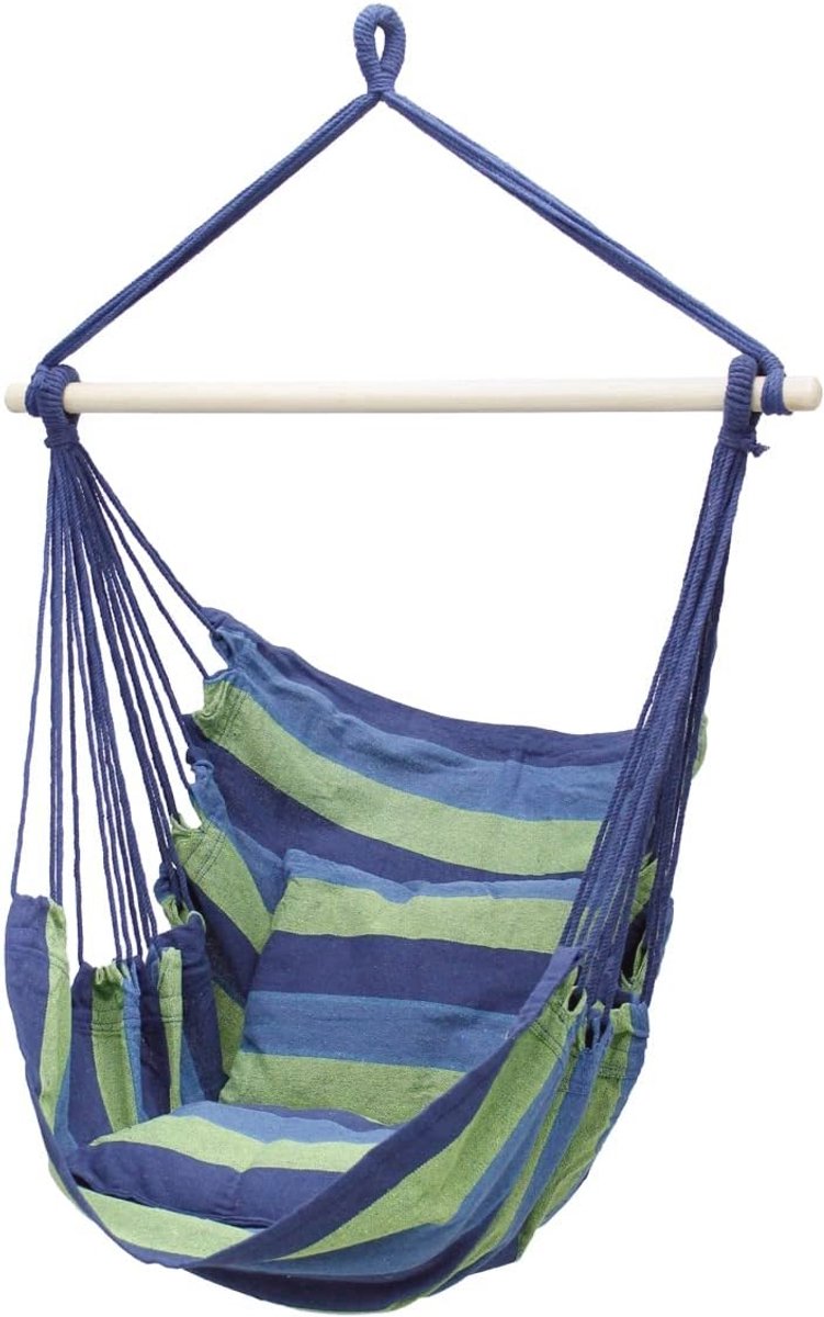 Hangstoel Met Zitkussen – Beige Boho Stijl Macrame Ontwerp – Ruimtebesparend Voor Binnen & Buiten – Belastbaar Tot 120kg