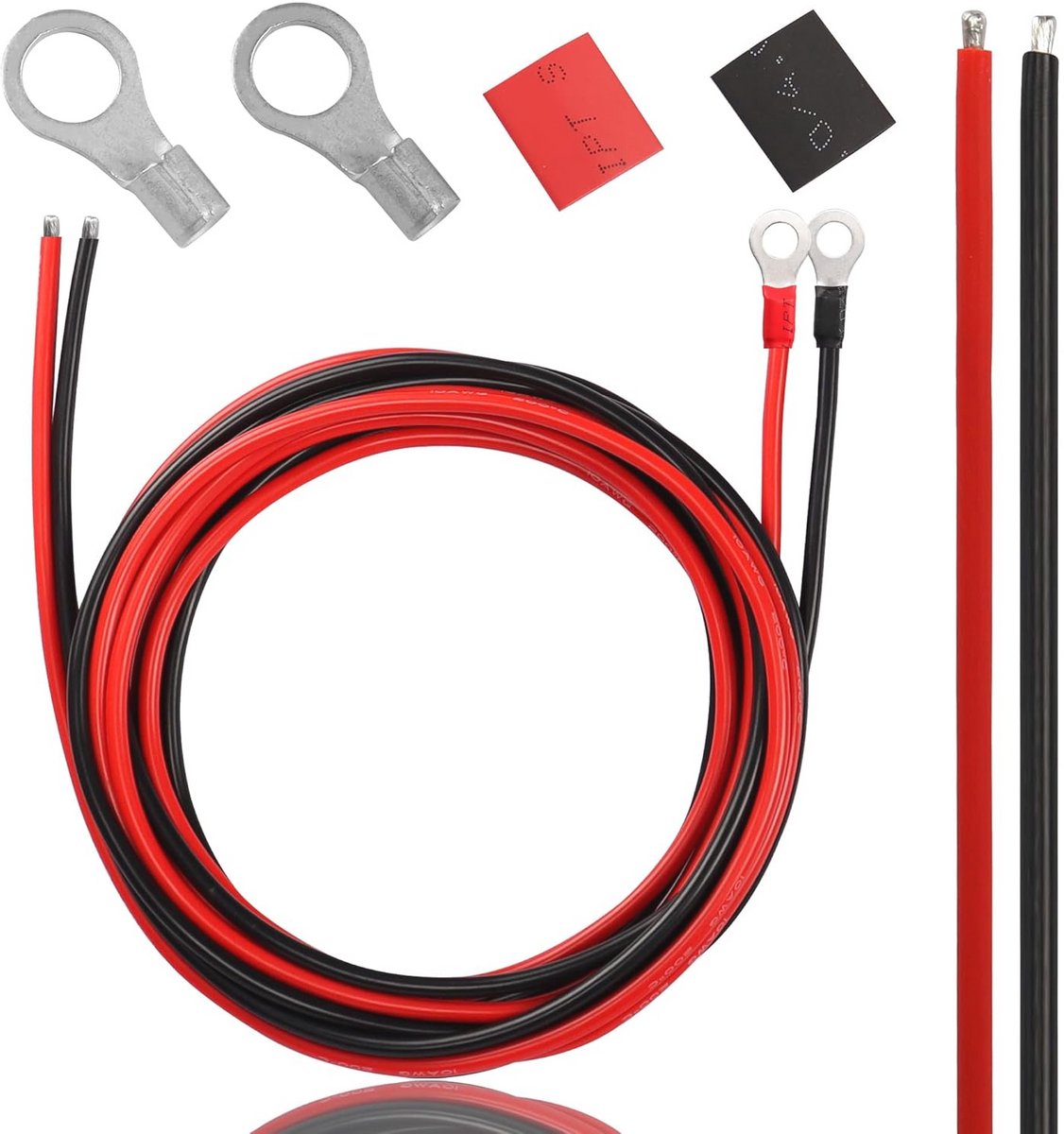 Zonnebatterijkabels 10 Gauge - Verlengkabel met Ringklemmen voor Zonne-energie en Automotive - 3 meter
