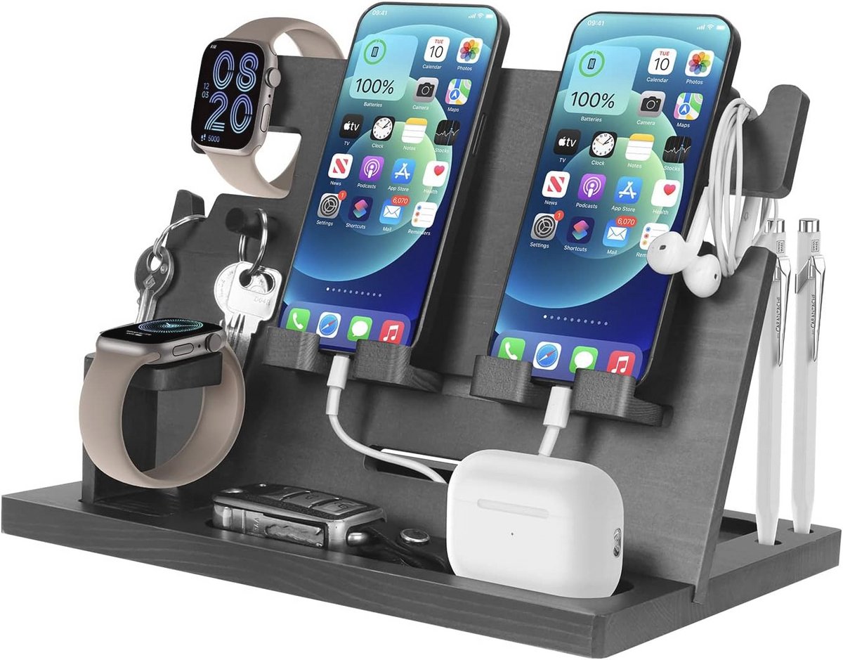 Houten Telefoondockingstation voor Mannen - Perfect voor Vaderdag en Verjaardag