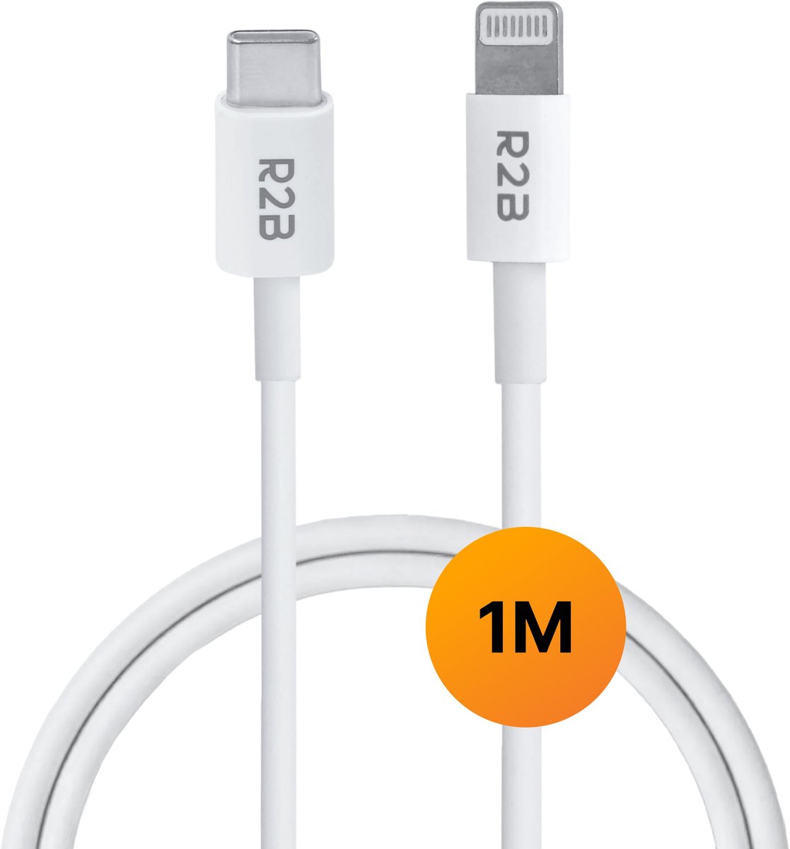 R2B® USB-C naar Lightning Kabel - 1 Meter - Extra stevige USB-C kabels - Oplader geschikt voor Apple iPhone Airpods iPads