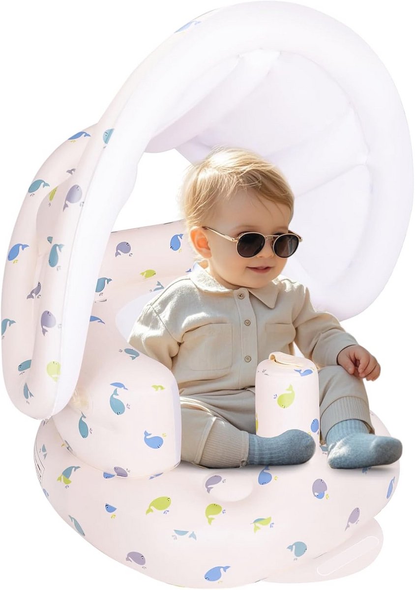 Opblaasbaar babyzitje met luifel - Comfortabele zitstoel voor baby's vanaf 3 maanden
