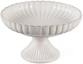 Bloomy - Serveerschaal op voet - 28 cm - Wit porselein - Bloemvormig reliëf - Elegant en stevig